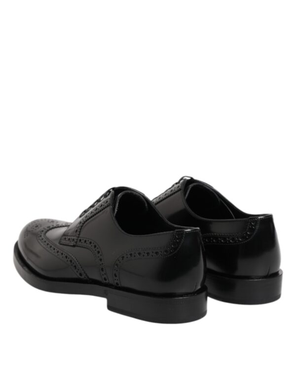 Dolce & Gabbana Black Leather Derby Wingtip Formal Shoes – Image 5