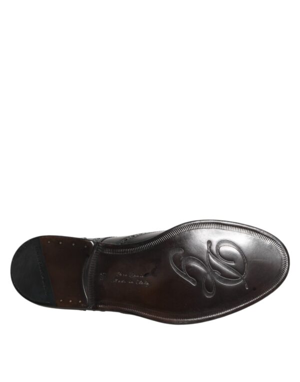 Dolce & Gabbana Black Leather Derby Wingtip Formal Shoes – Image 8