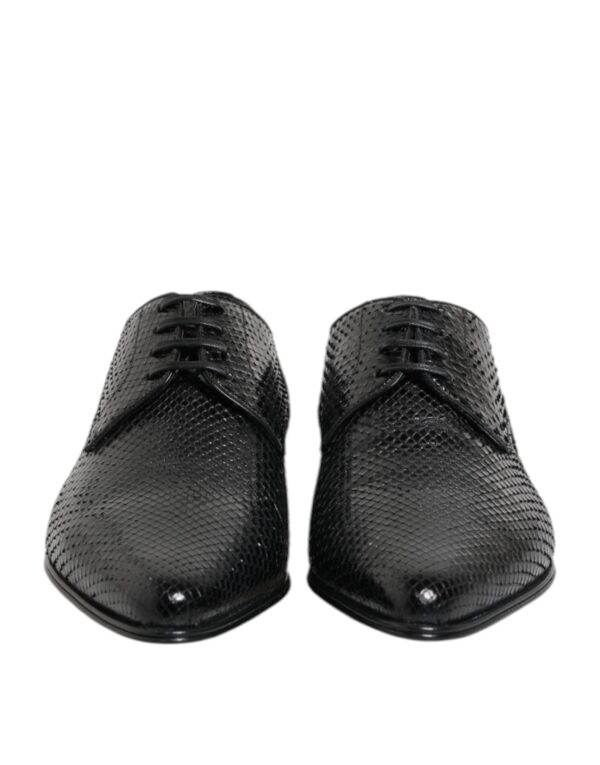 Dolce & Gabbana Black Exotic Leather Lace Up Derby Shoes – Image 2
