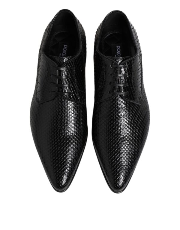 Dolce & Gabbana Black Exotic Leather Lace Up Derby Shoes – Image 3