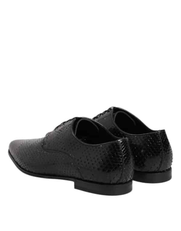 Dolce & Gabbana Black Exotic Leather Lace Up Derby Shoes – Image 5