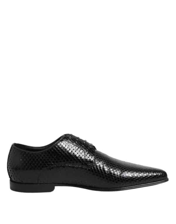 Dolce & Gabbana Black Exotic Leather Lace Up Derby Shoes – Image 7