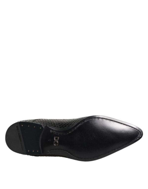 Dolce & Gabbana Black Exotic Leather Lace Up Derby Shoes – Image 8
