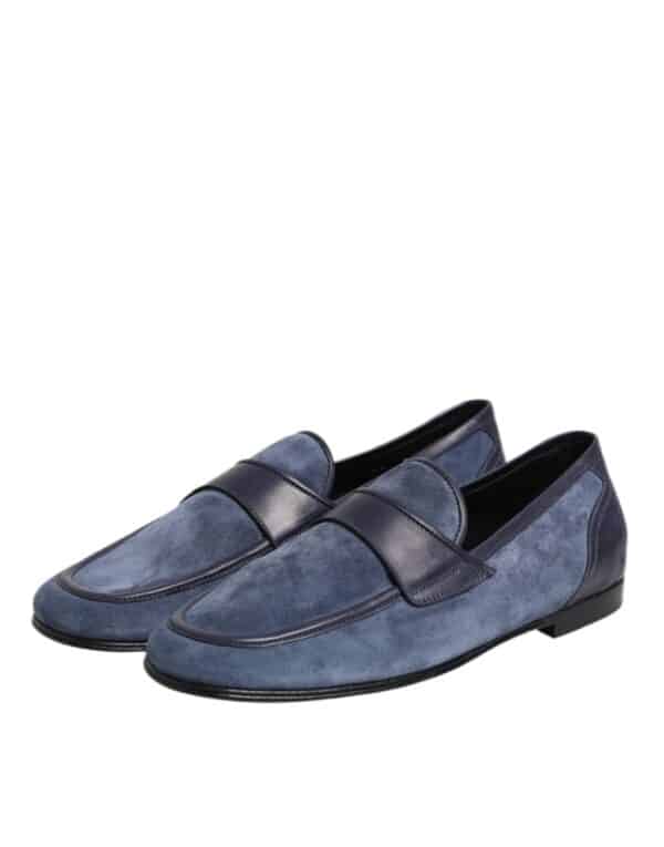 Dolce & Gabbana Blue Suede Leather Loafers Moccasin Shoes – Image 4