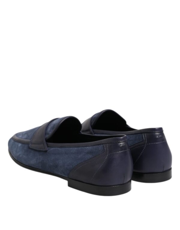 Dolce & Gabbana Blue Suede Leather Loafers Moccasin Shoes – Image 5