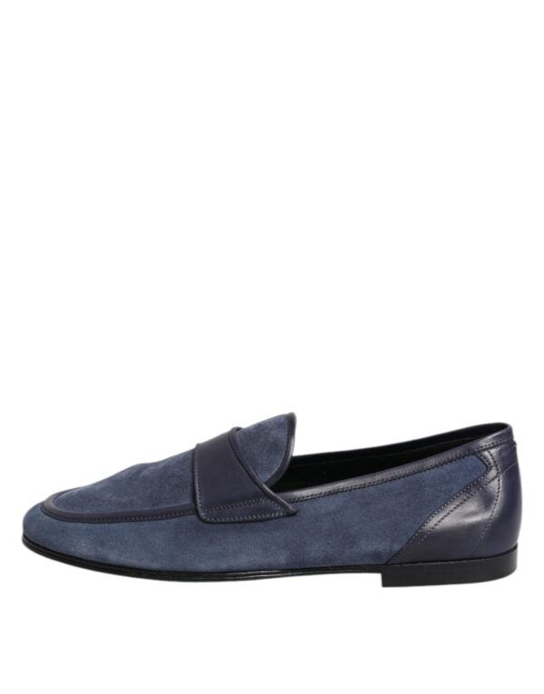 Dolce & Gabbana Blue Suede Leather Loafers Moccasin Shoes – Image 6