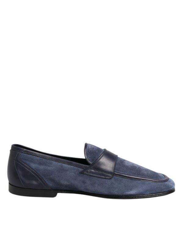 Dolce & Gabbana Blue Suede Leather Loafers Moccasin Shoes – Image 7