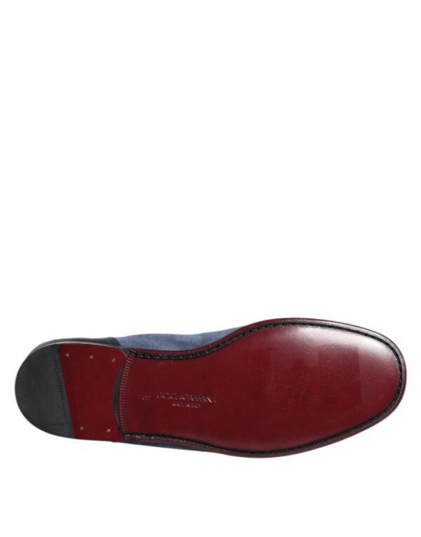 Dolce & Gabbana Blue Suede Leather Loafers Moccasin Shoes – Image 8