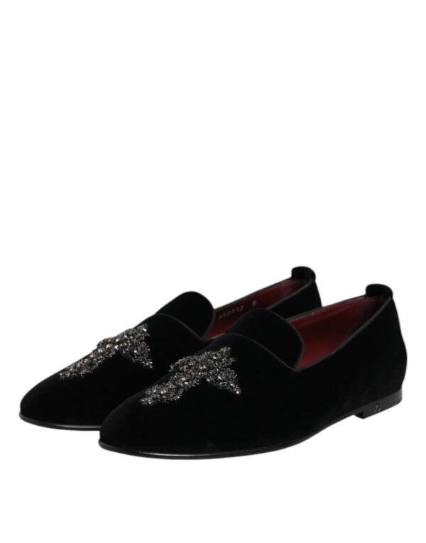 Dolce & Gabbana Black Suede Cross Slip On Loafers Dress Shoes – Image 4