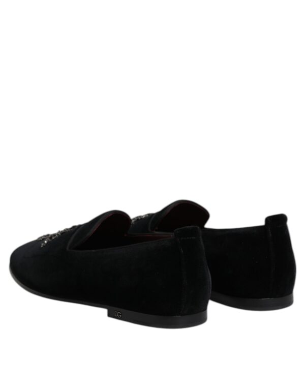 Dolce & Gabbana Black Suede Cross Slip On Loafers Dress Shoes – Image 5