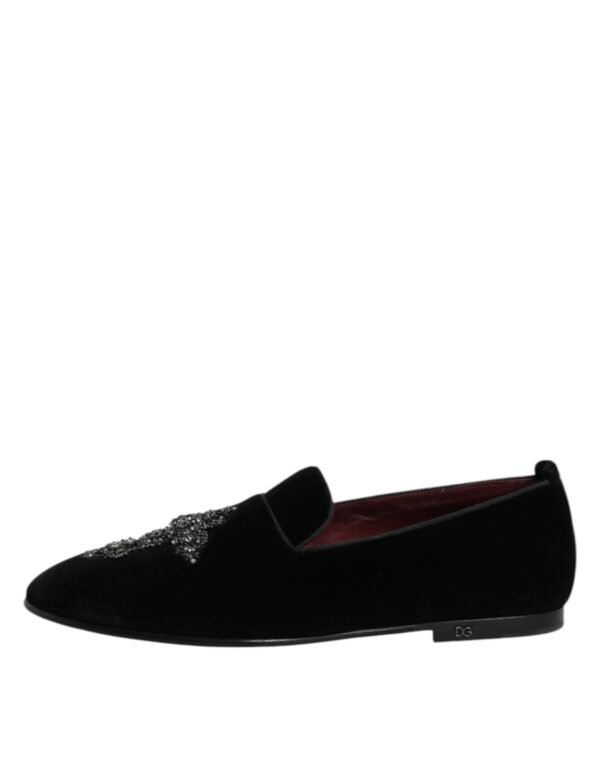 Dolce & Gabbana Black Suede Cross Slip On Loafers Dress Shoes – Image 6