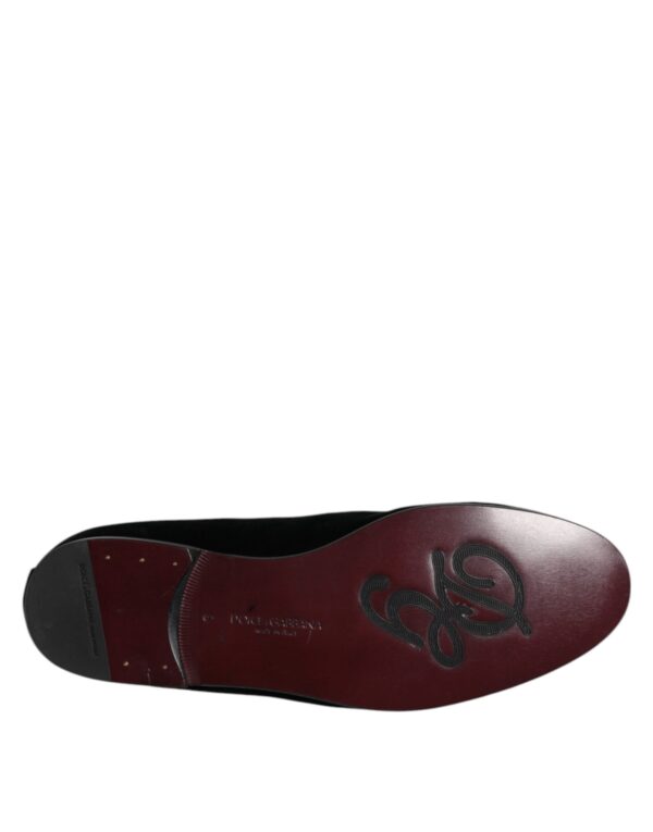 Dolce & Gabbana Black Suede Cross Slip On Loafers Dress Shoes – Image 8