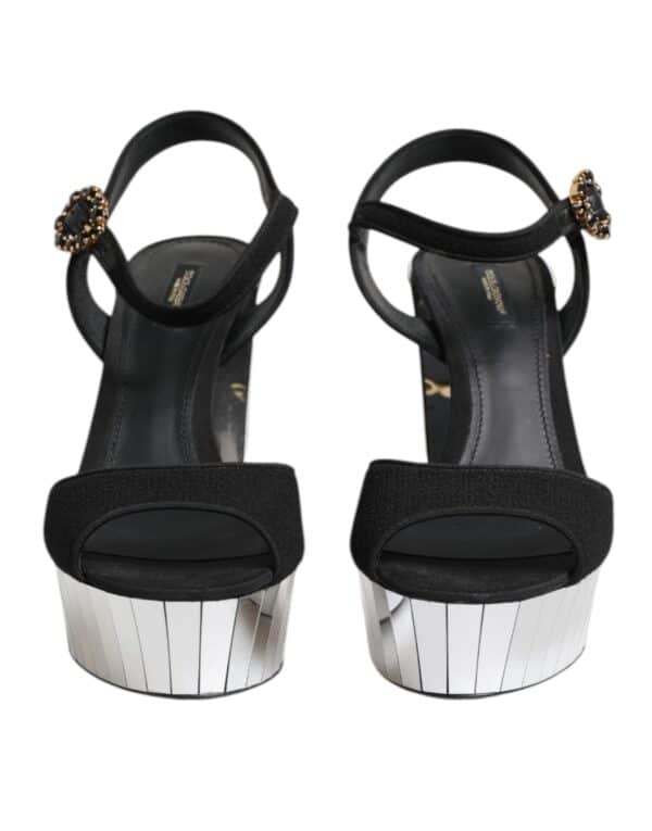 Dolce & Gabbana Black Crystal Ankle Strap Keira Sandal Shoes – Image 2