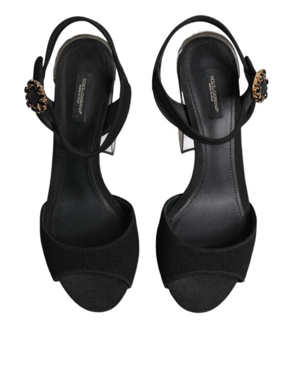 Dolce & Gabbana Black Crystal Ankle Strap Keira Sandal Shoes – Image 3