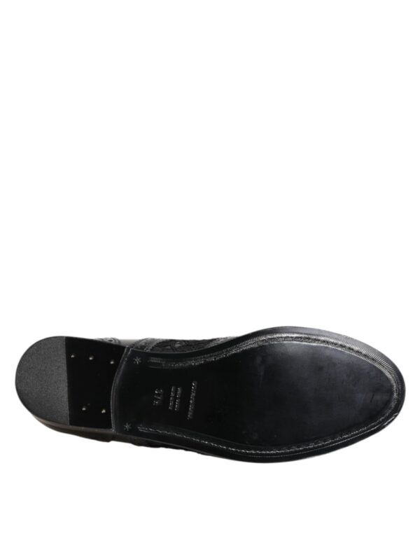 Dolce & Gabbana Black Leather Floral Lace Dress Formal Shoes – Image 8