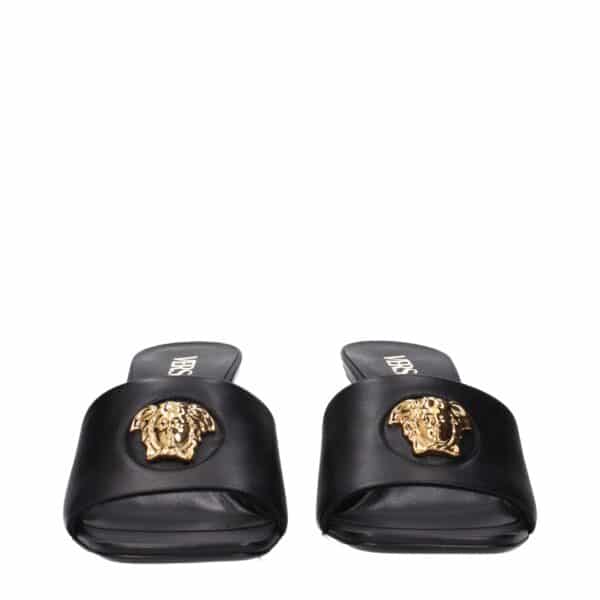 Versace Black Leather Stiletto Heels Sandals – Image 3