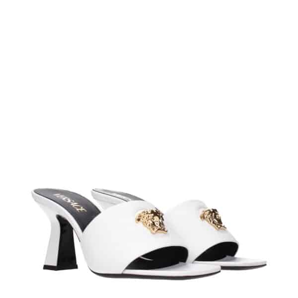 Versace White Leather Stiletto Heels Sandals – Image 2