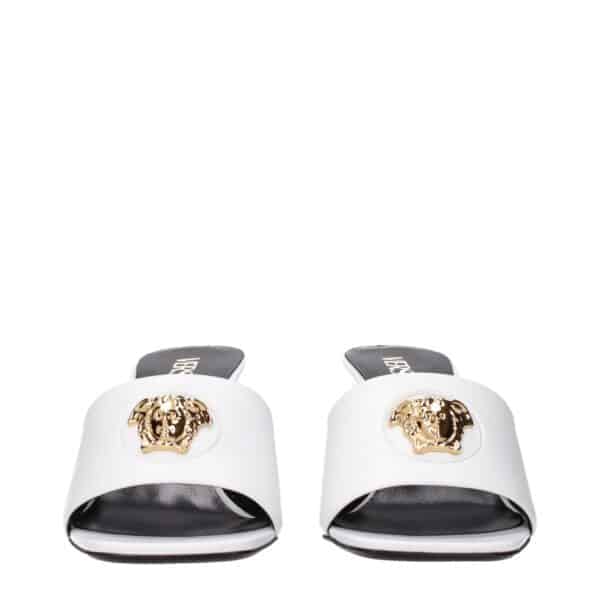Versace White Leather Stiletto Heels Sandals – Image 3