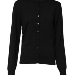 Dolce & Gabbana Black Wool Knit Crew Neck Cardigan Sweater