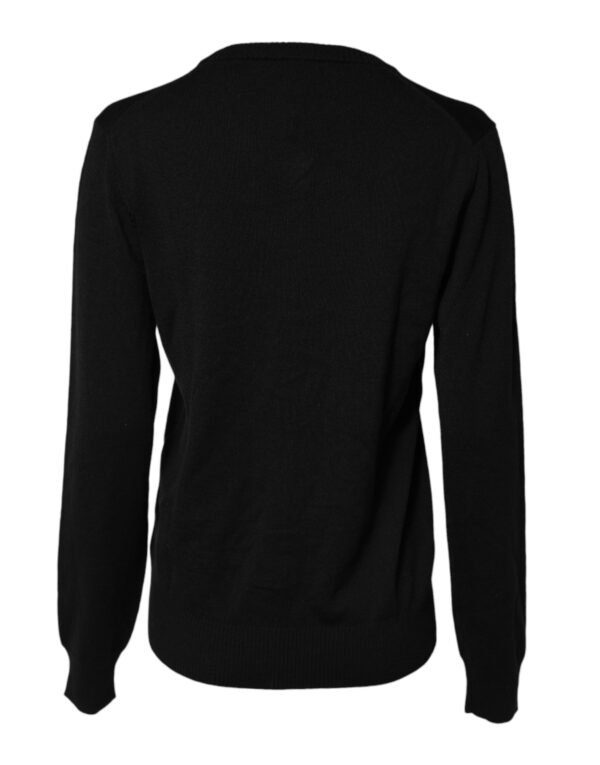 Dolce & Gabbana Black Wool Knit Crew Neck Cardigan Sweater – Image 3