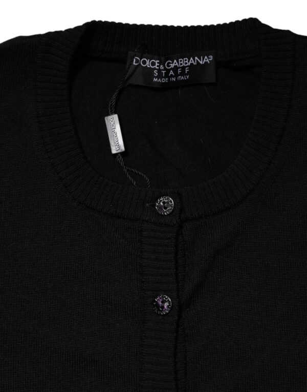 Dolce & Gabbana Black Wool Knit Crew Neck Cardigan Sweater – Image 4