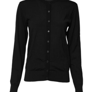 Dolce & Gabbana Black Wool Knit Round Neck Cardigan Sweater
