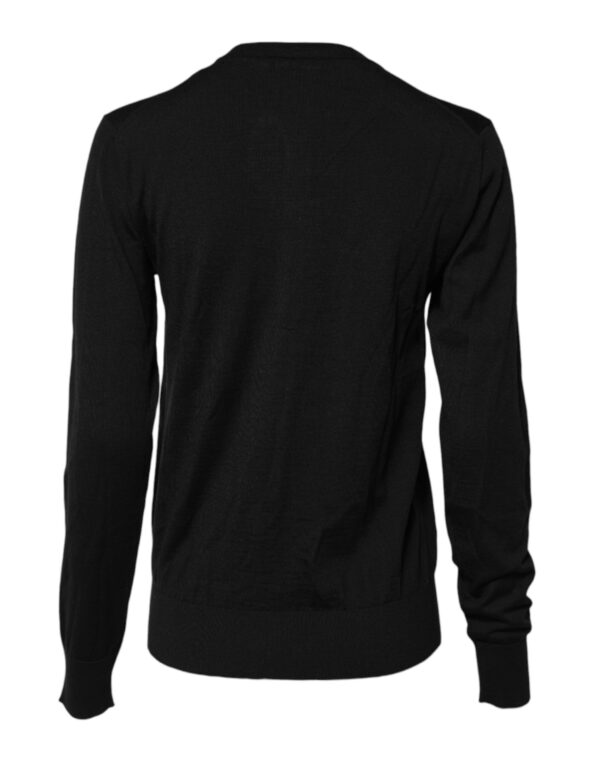 Dolce & Gabbana Black Wool Knit Round Neck Cardigan Sweater – Image 3