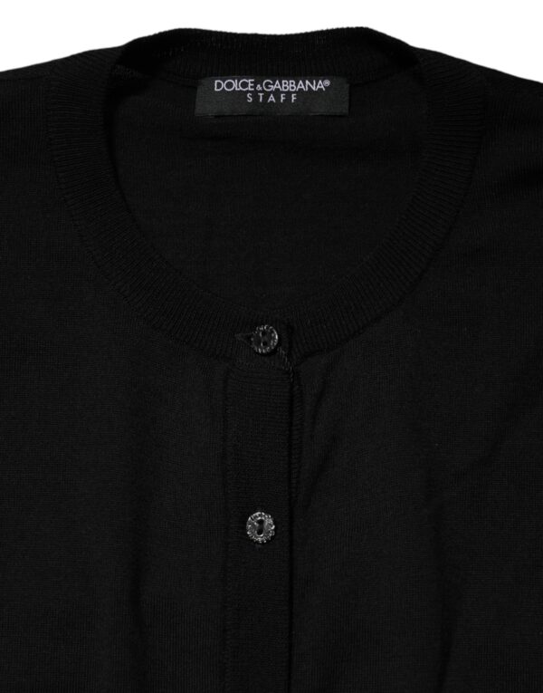 Dolce & Gabbana Black Wool Knit Round Neck Cardigan Sweater – Image 4