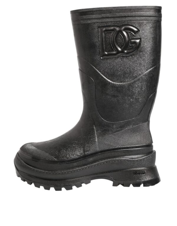 Dolce & Gabbana Metallic Black Pull On Rain Boots Men Shoes – Image 2