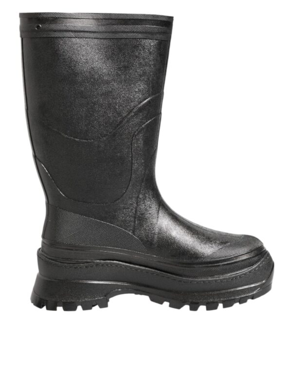 Dolce & Gabbana Metallic Black Pull On Rain Boots Men Shoes – Image 7
