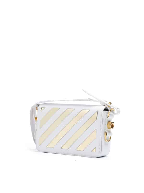 Off-White White/Gold  Metallic Stripe Mini Crossbody Bag – Image 3