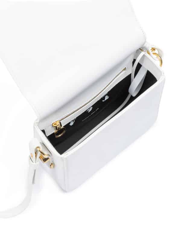 Off-White White/Gold  Metallic Stripe Crossbody Bag – Image 6