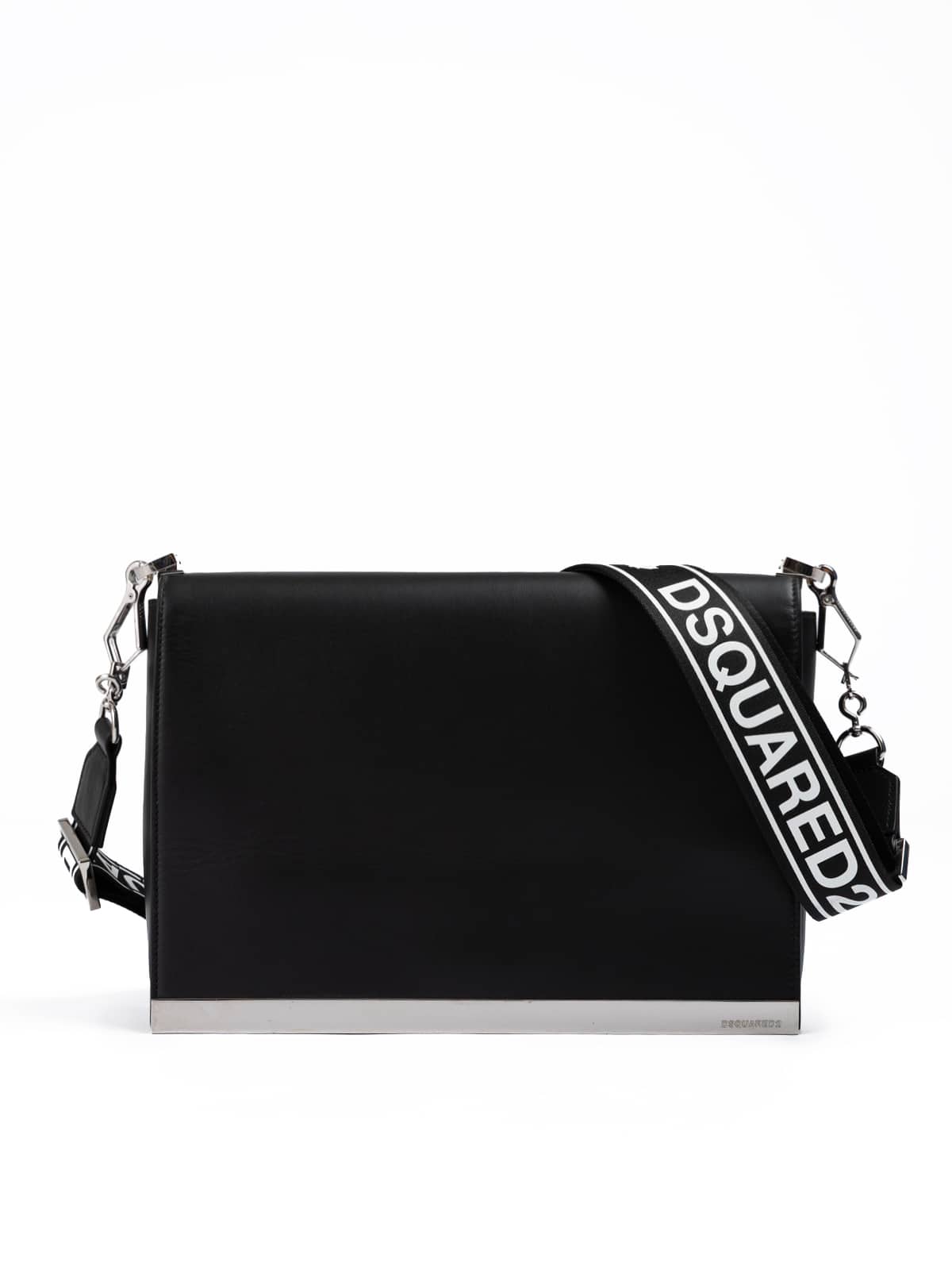 Dsquared² Black Leather Messenger Bag